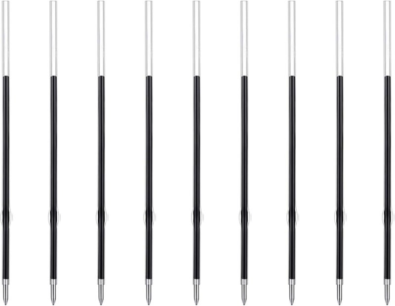 MengRan 3.85'' Ballpoint Ink Pen Refills for Click Pens, 1 mm Medium Point Tip, (Refills-Black ink-10Pcs) - Image 1